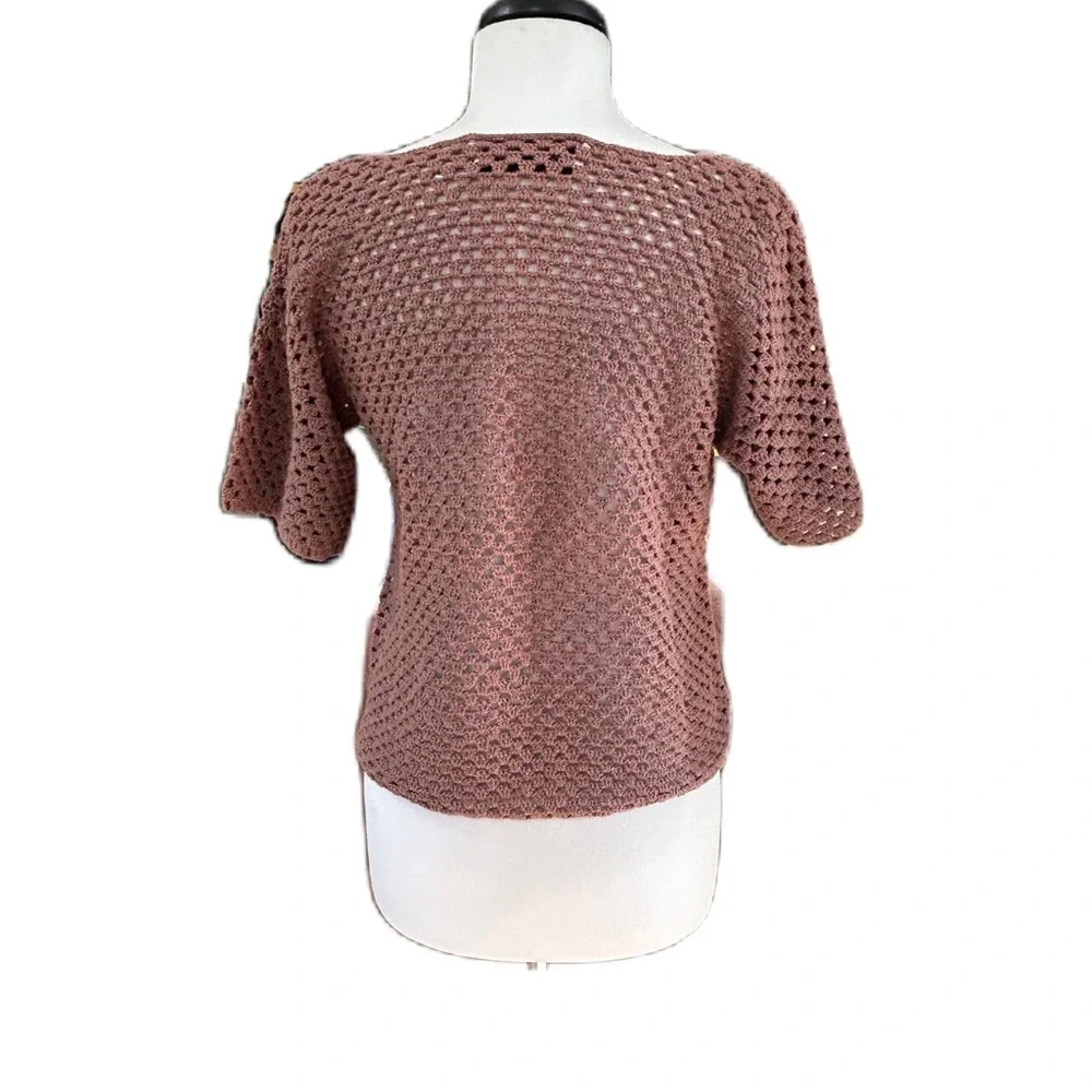 Vintage MM by Krizia Italy Open Knit Crewneck Sweater Sz M Deginer Classic Chic